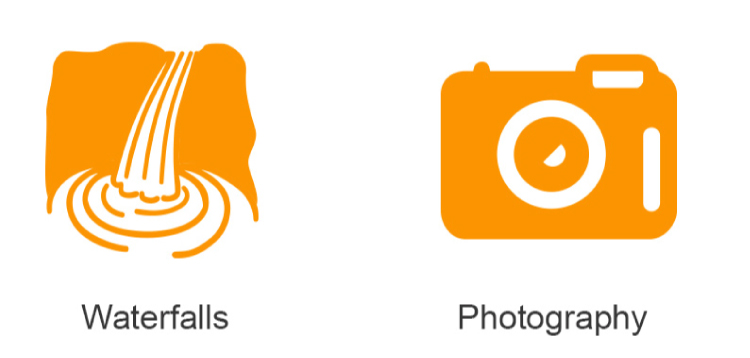 Photography and Waterfall Icon